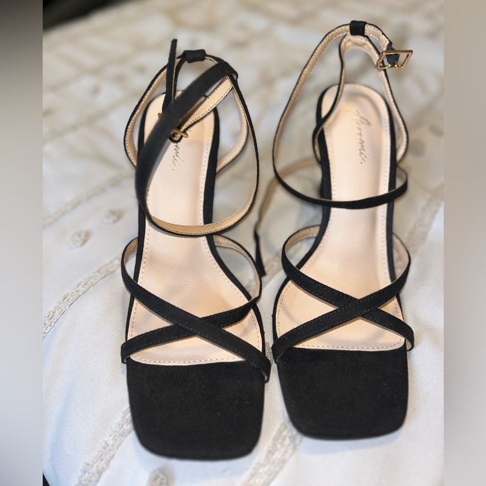 New - Black Strappy Heels